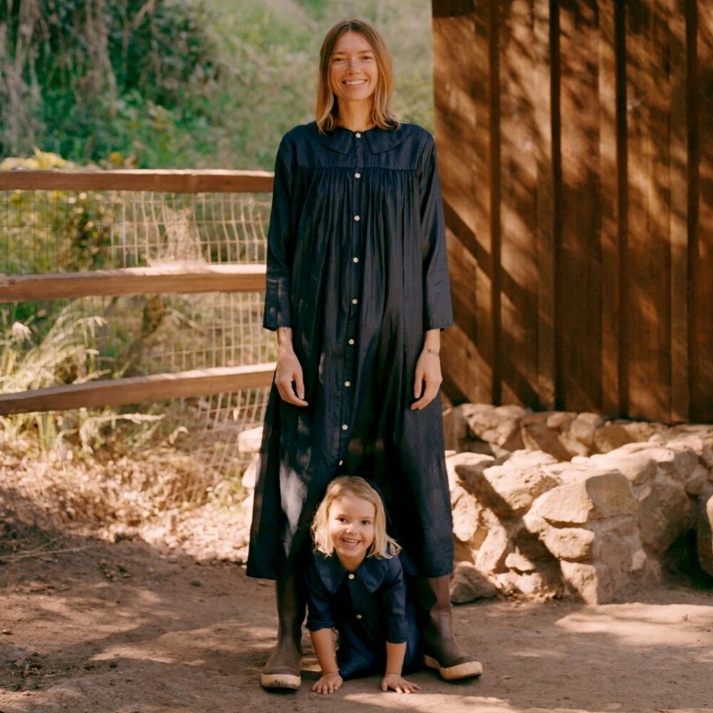 BNWT Rudy Jude wild silk flip dress, duster/holiday length - indigo, XXL